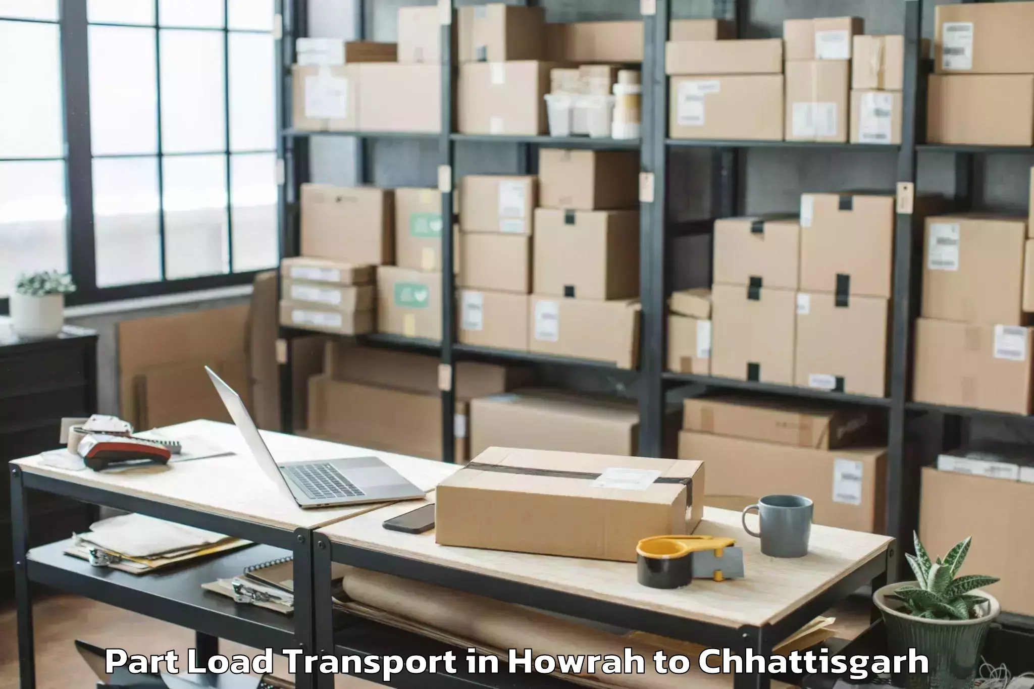 Professional Howrah to Chirimiri Part Load Transport